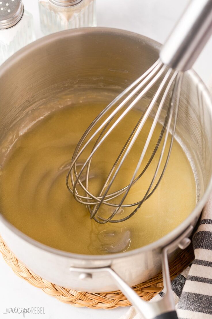 roux whisked together in pot
