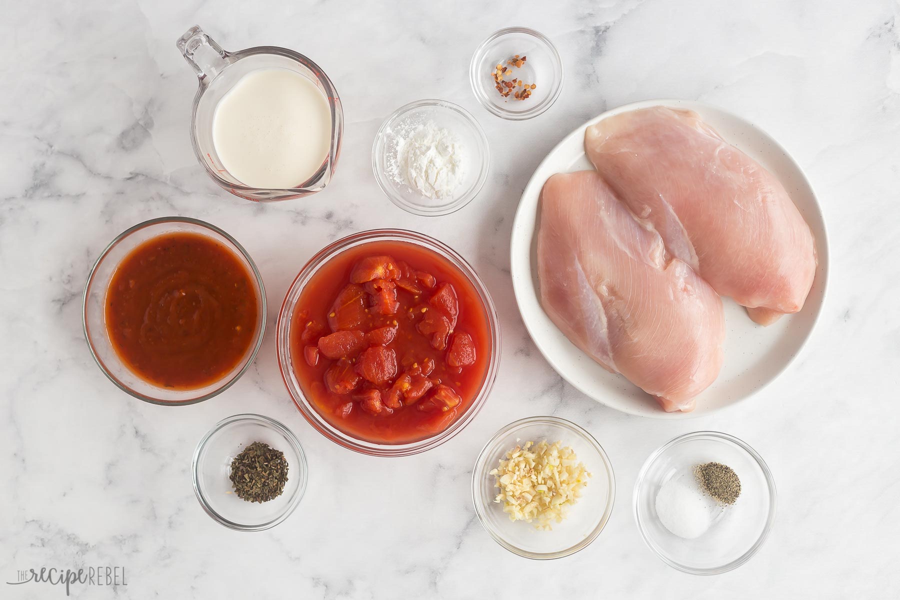 ingredients needed for creamy tomato basil chicken breasts