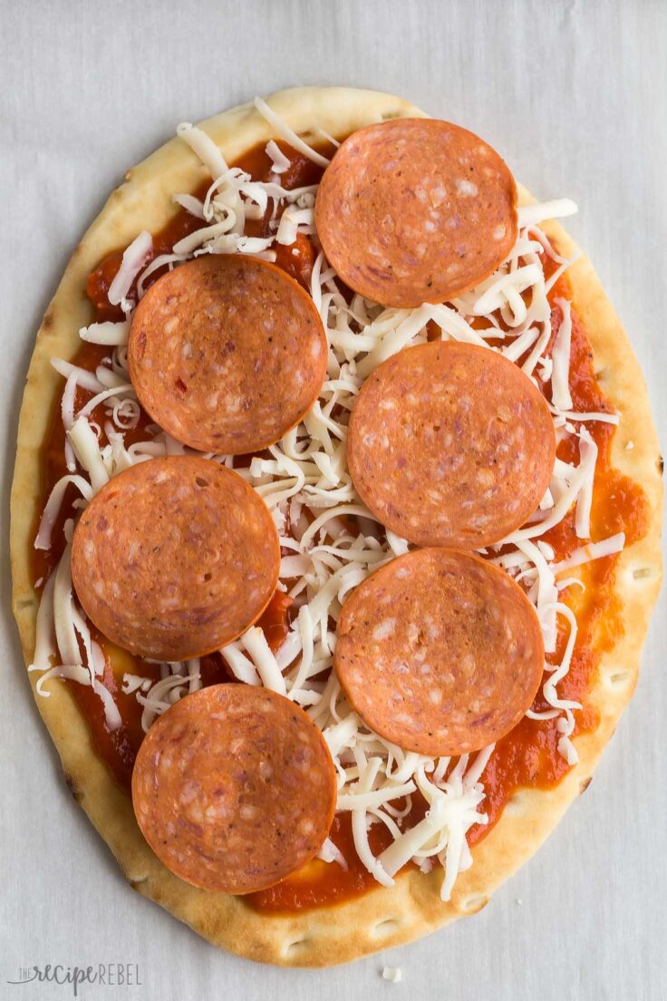 pepperoni flatbread pizza before cooking