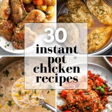 four image collage of instant pot chicken recipes.