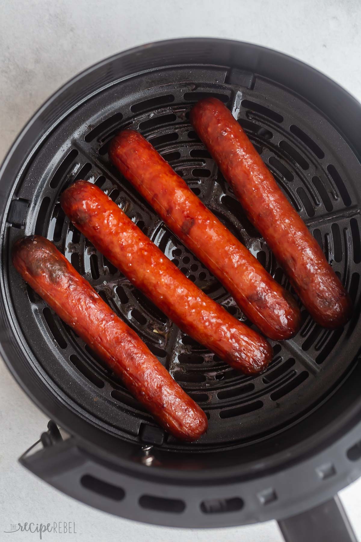 cooked hot dogs in air fryer basket