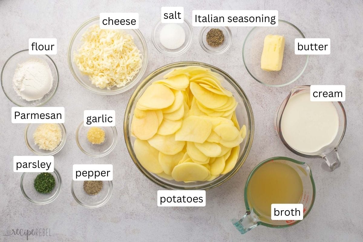 ingredients needed for scalloped potatoes.