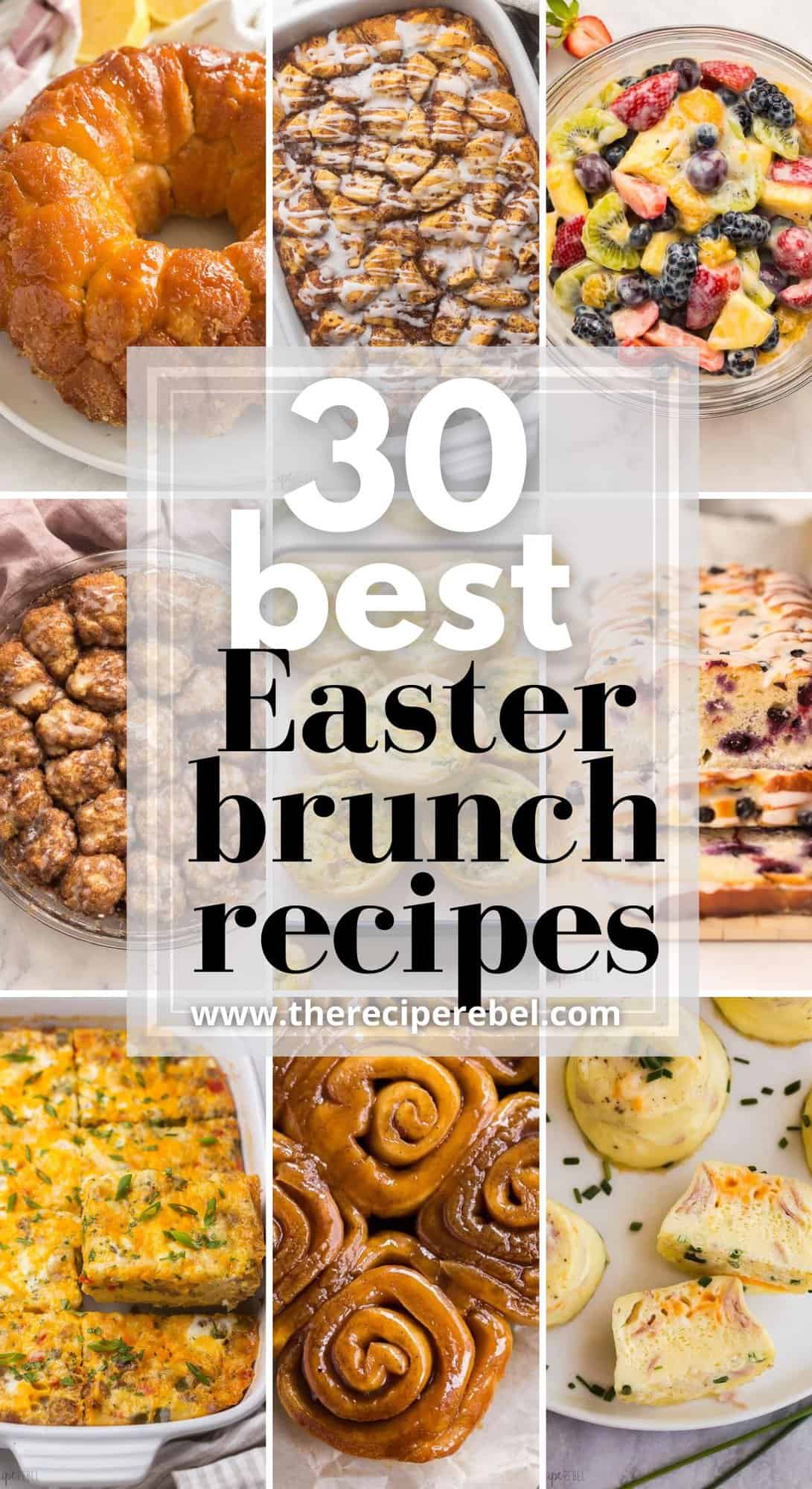 easter brunch recipes long collage with nine images.