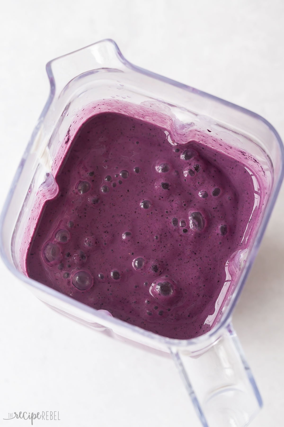 blueberry smoothie in blender jar