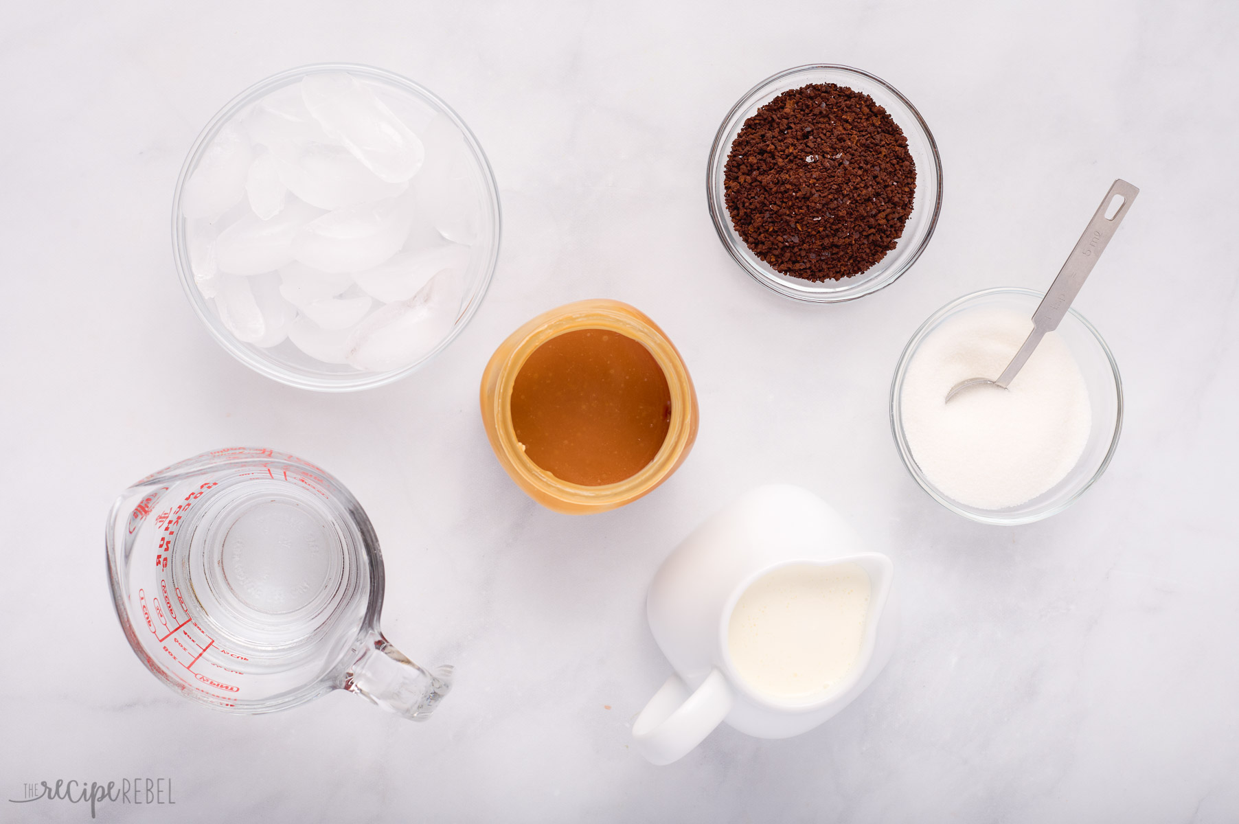 ingredients needed for caramel frappuccino.