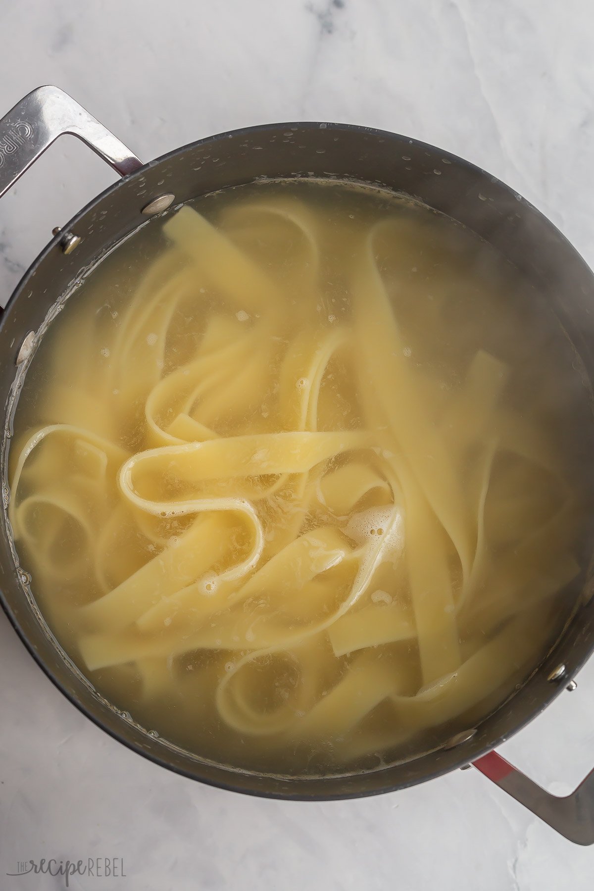 pasta cooked in a large pot of salted water.