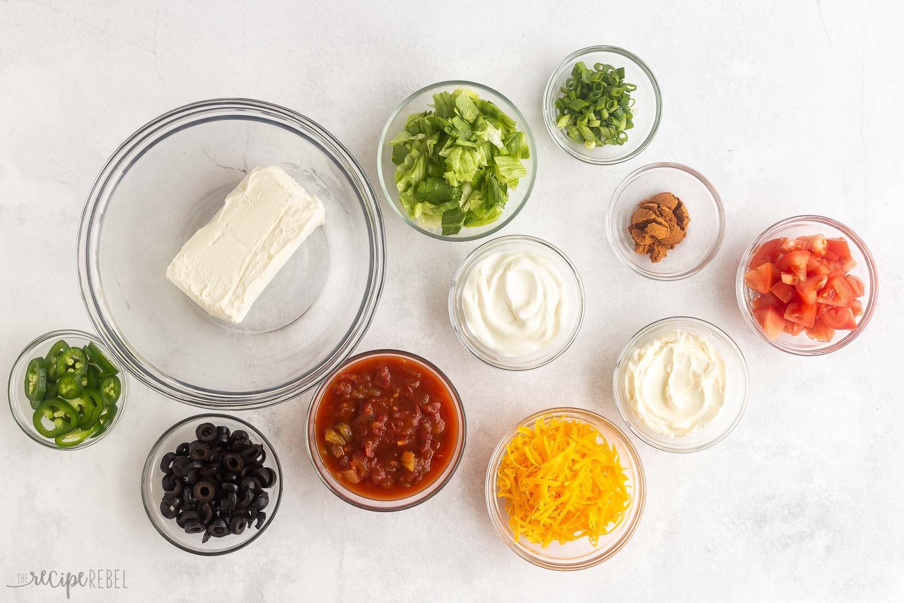 ingredients needed for taco dip.