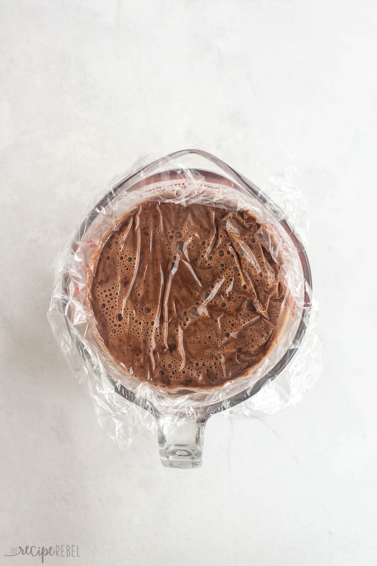 chocolate custard ice cream base being chilled.