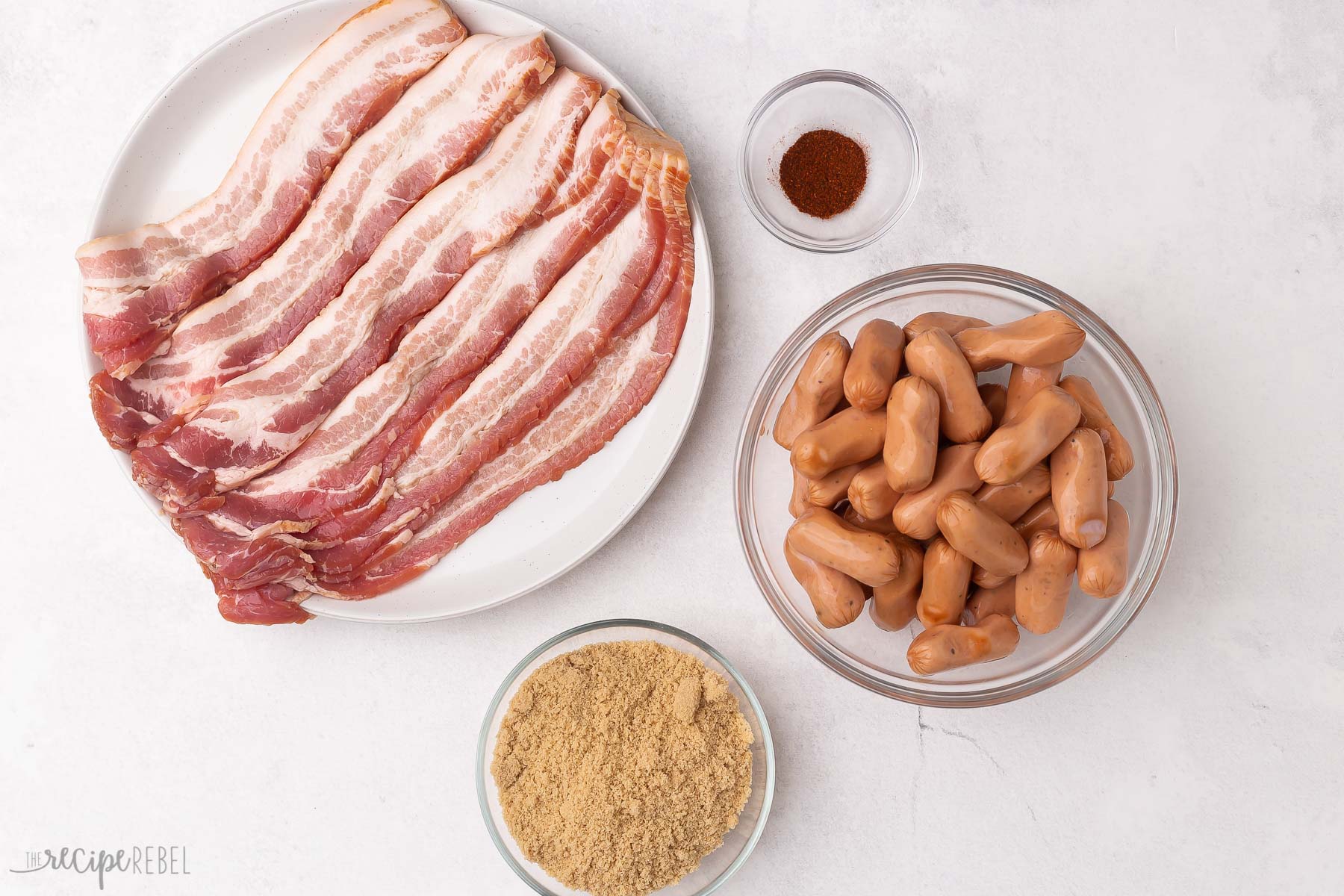 ingredients needed for bacon wrapped smokies.