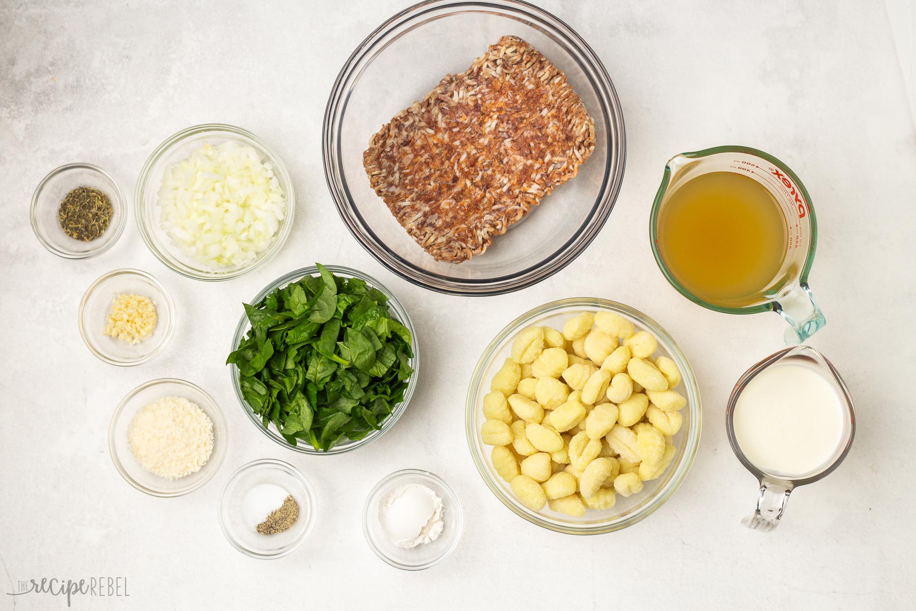 ingredients needed for baked gnocchi with sausage.