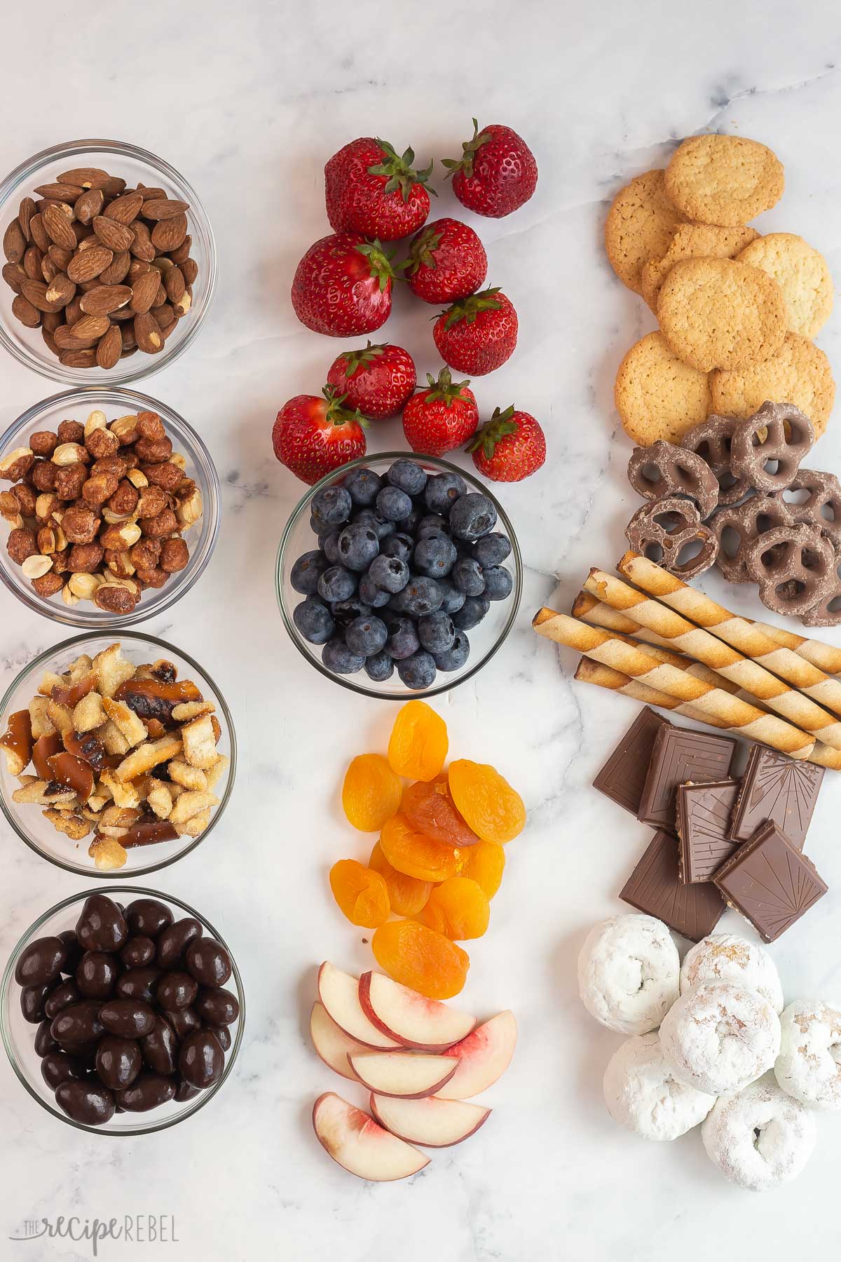 ingredients needed for dessert board.