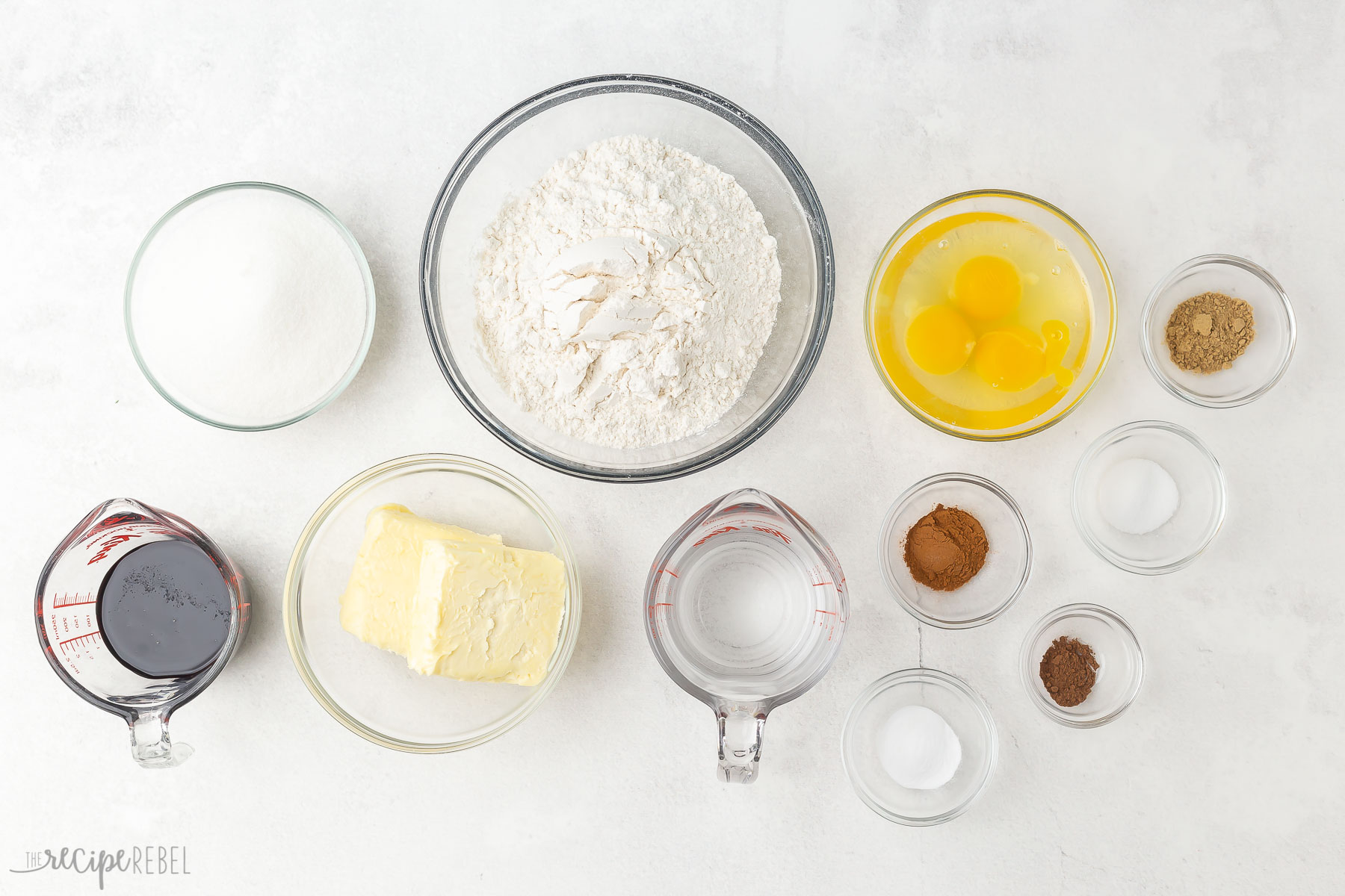 overhead shot of gingerbread ingredients.