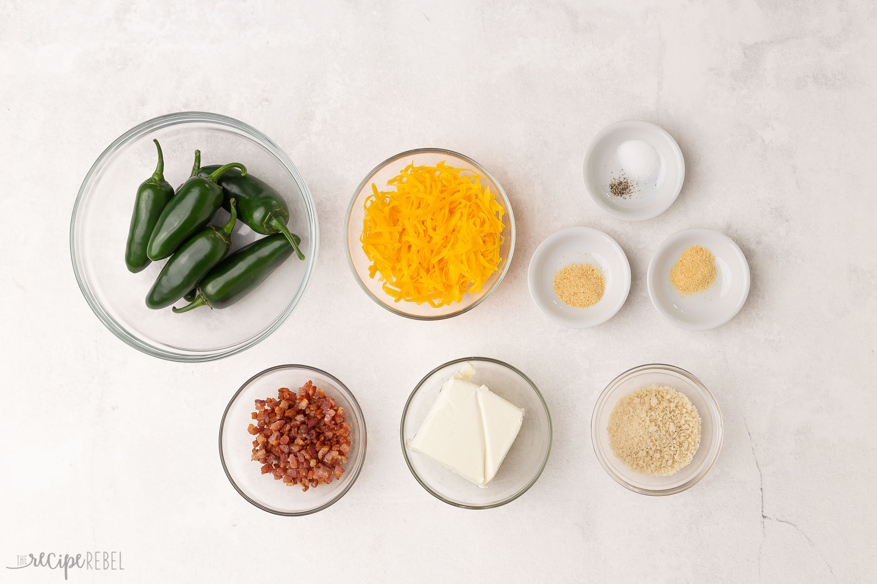 overhead shot of jalapeno popper ingredients.