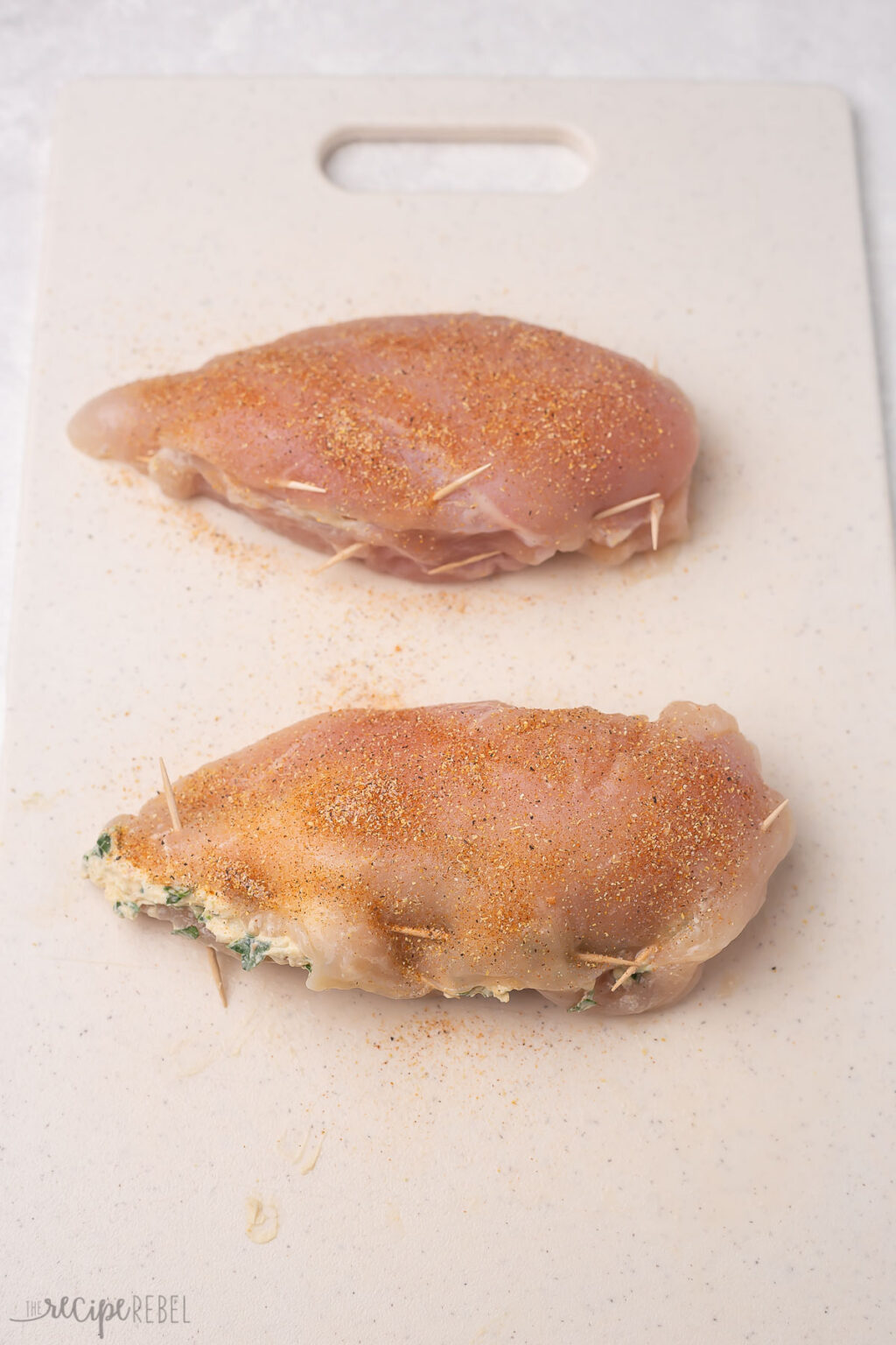 Spinach Stuffed Chicken Breast - The Recipe Rebel [VIDEO]