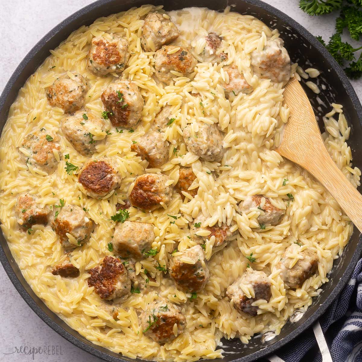 Gumbo | One Pan Chicken Meatballs With Orzo
