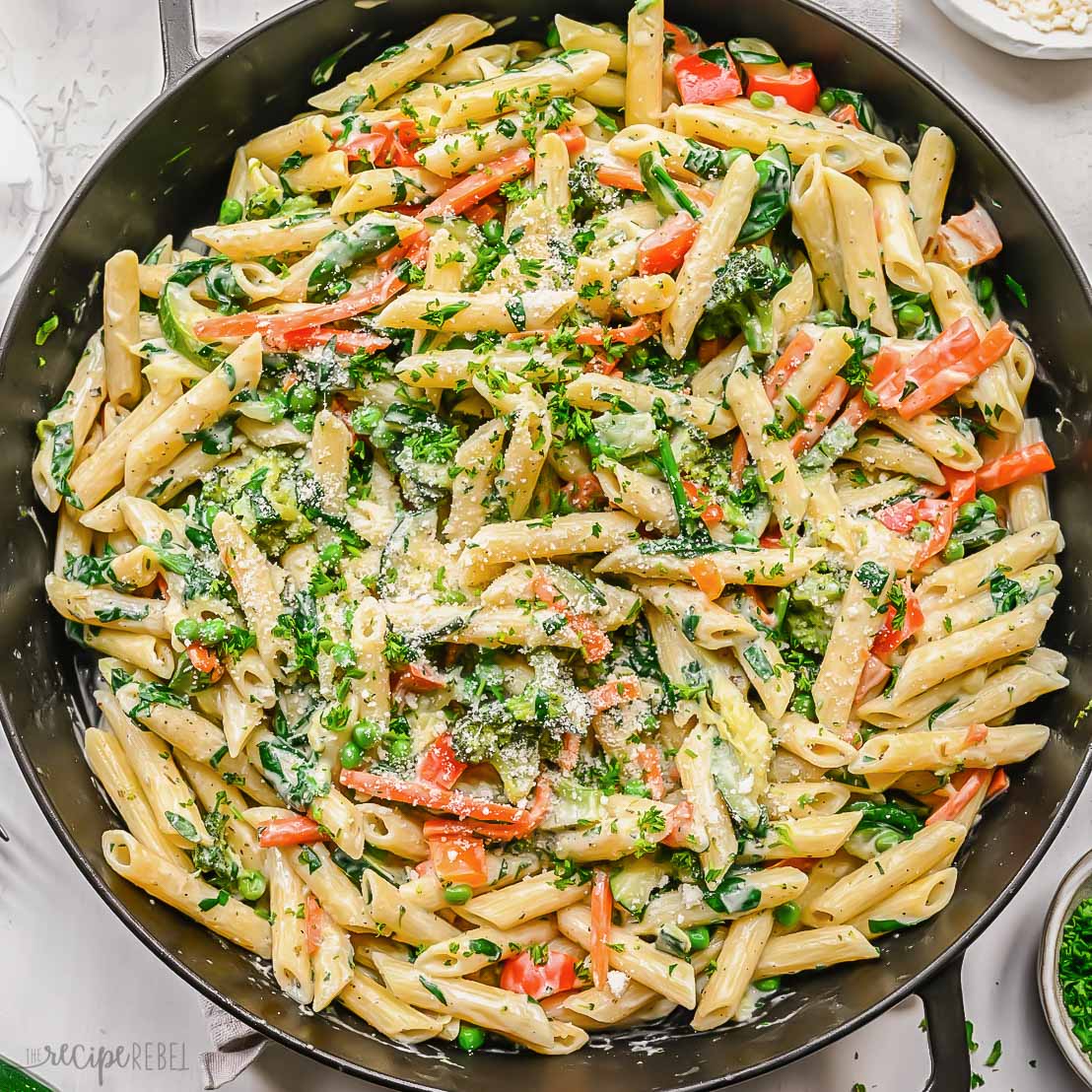 One Pot Pasta Primavera Recipe The Recipe Rebel VIDEO