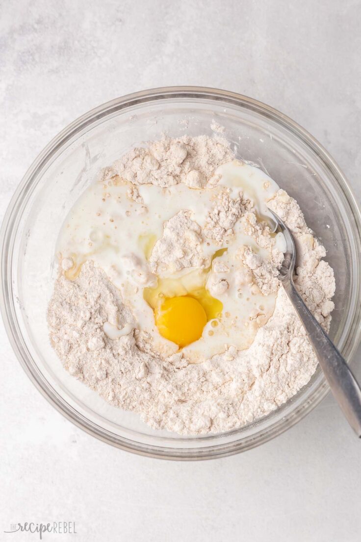 wet ingredients added to scone dough.