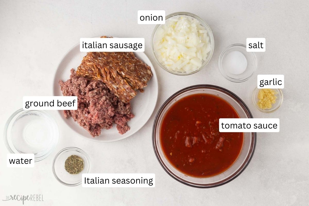 ingredients for lasagna roll ups in glass bowls.