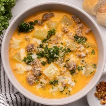 square image of bowl of zuppa toscana.