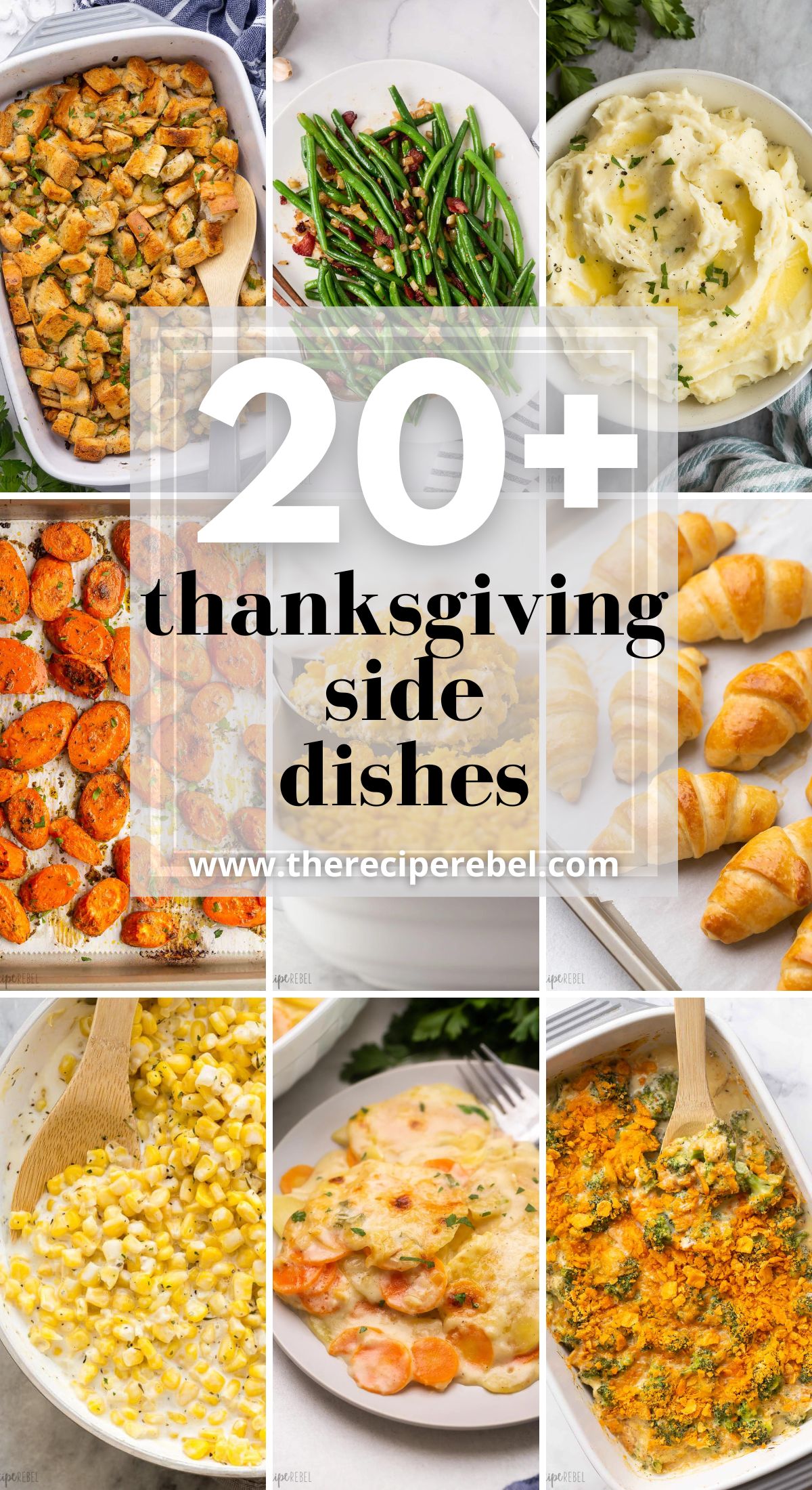 long photo collage for thanksgiving sides recipes.

