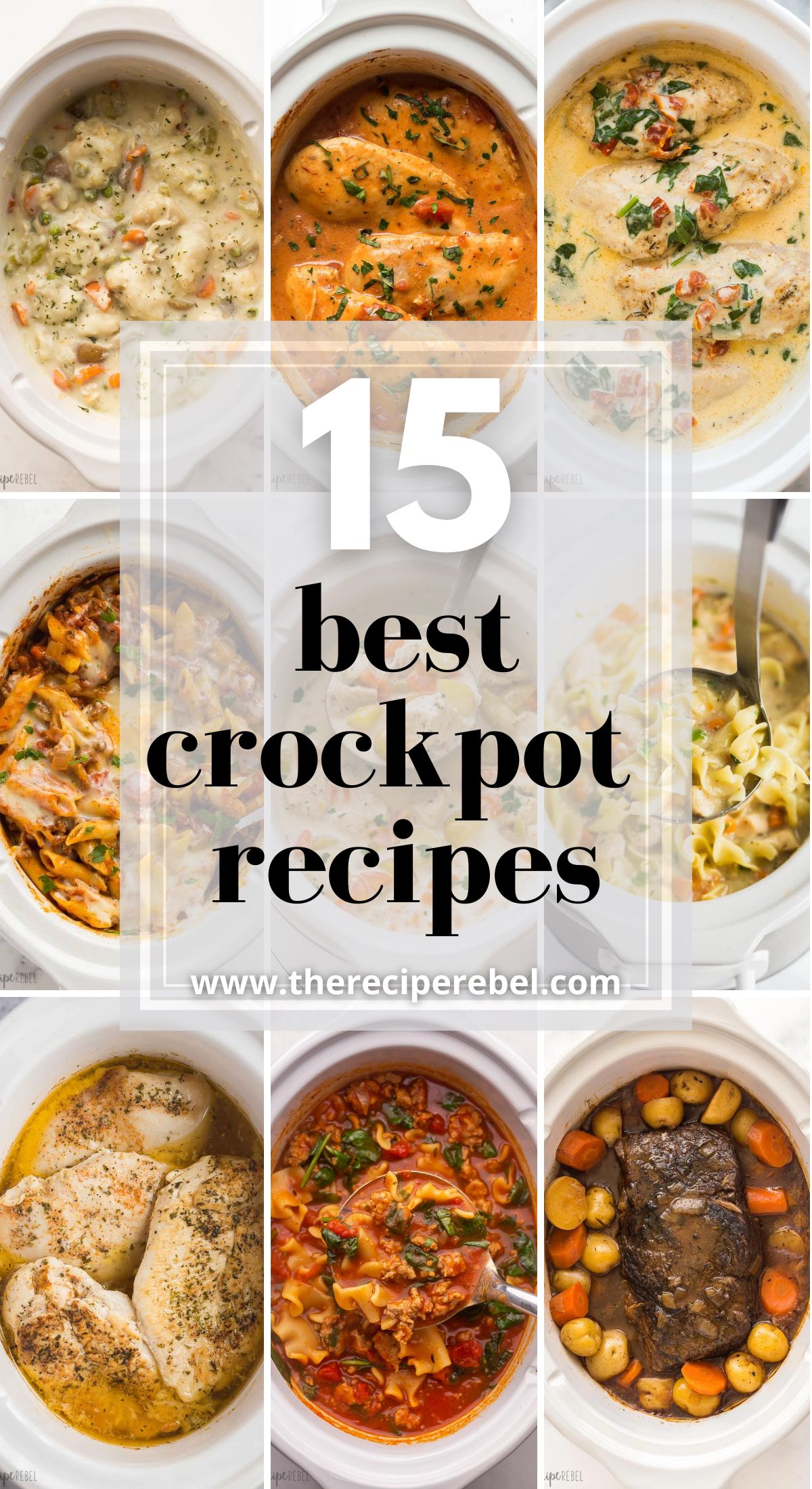 nine image collage of the best crockpot recipes with title.