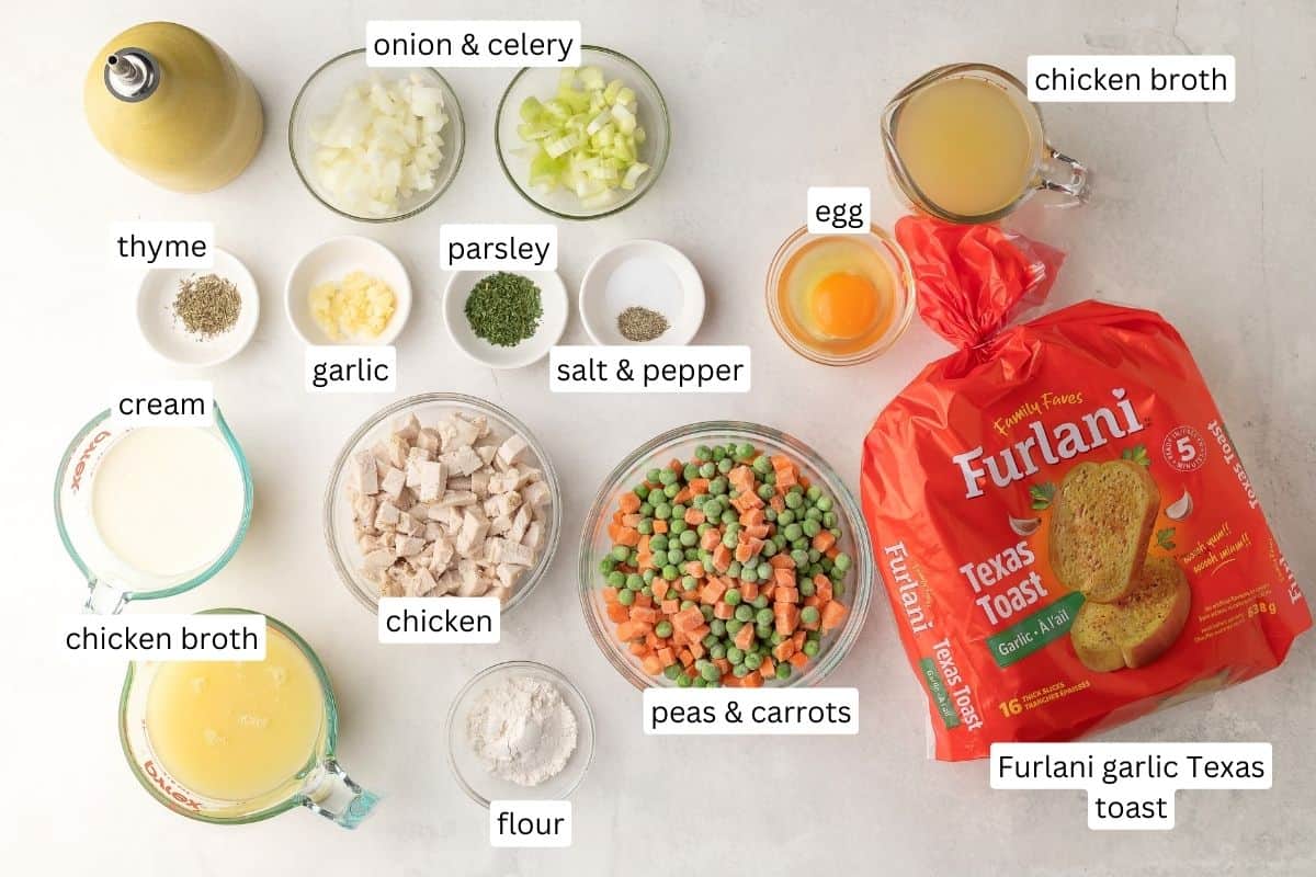 ingredients needed for chicken and stuffing casserole.