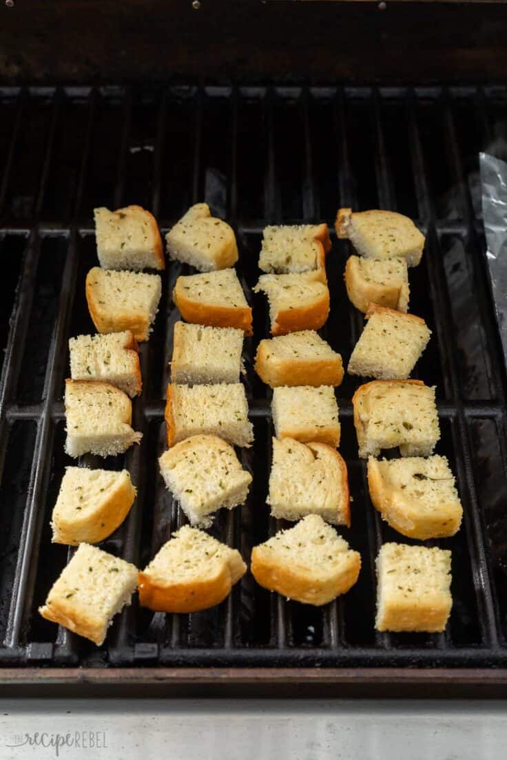 furlani texas toast cubes on grill.