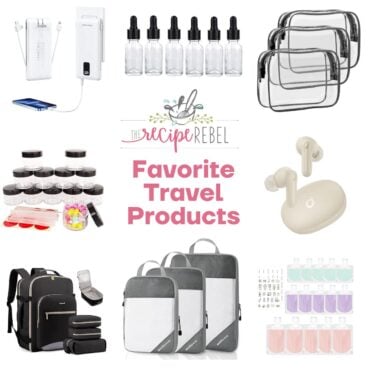 favorite travel products collage title image.