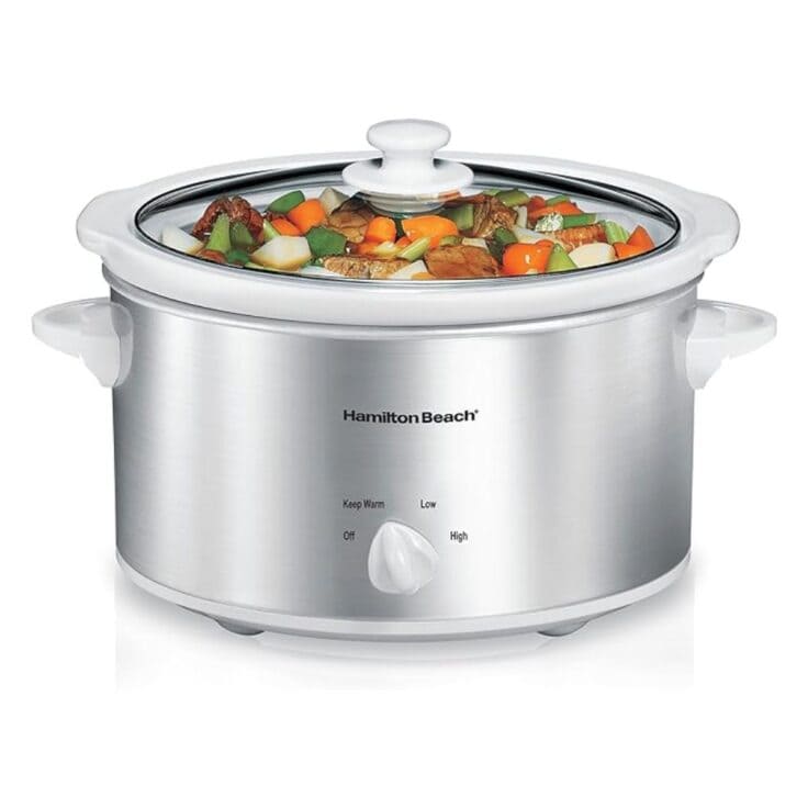 Hamilton beach 4 quart slow cooker white and silver.