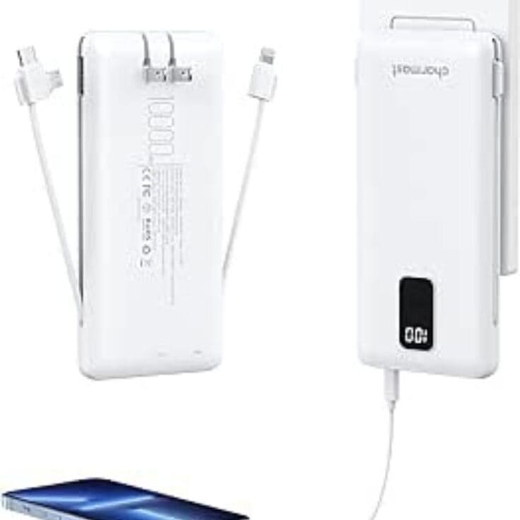 portable charger with cords attached.
