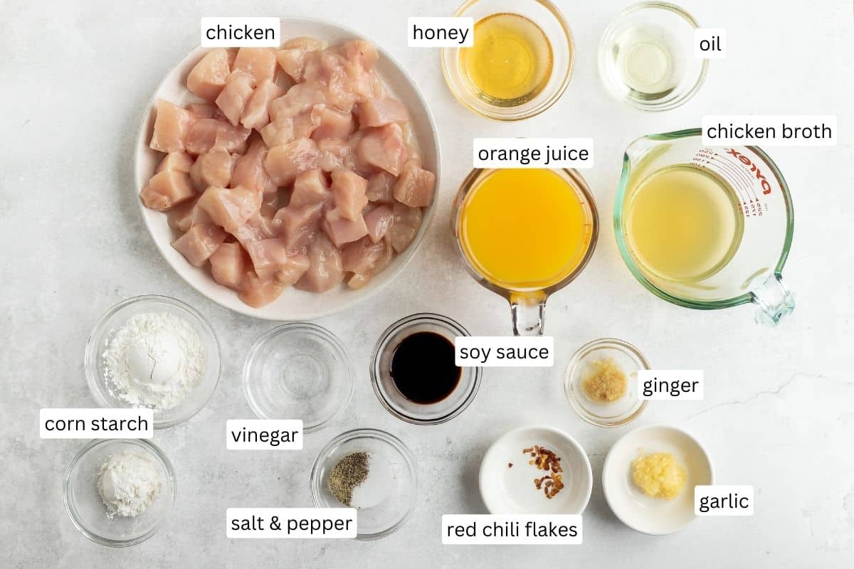 ingredients needed for orange chicken.