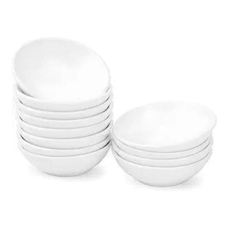 set of 12 white finger dipping bowls.