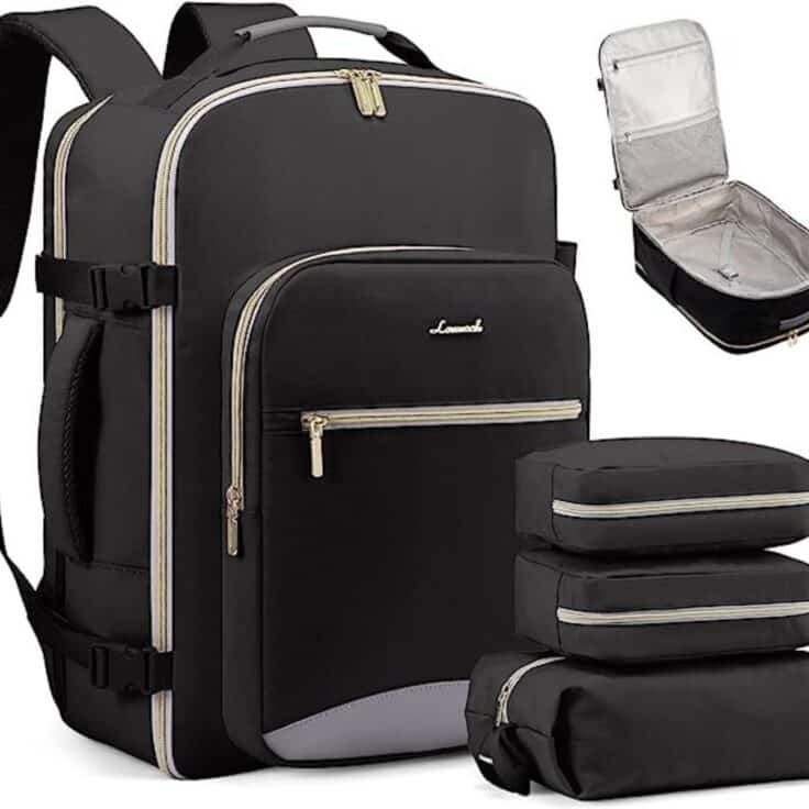 black travel backpack that opens like a suitcase.