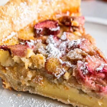 slice of rhubarb custard pie