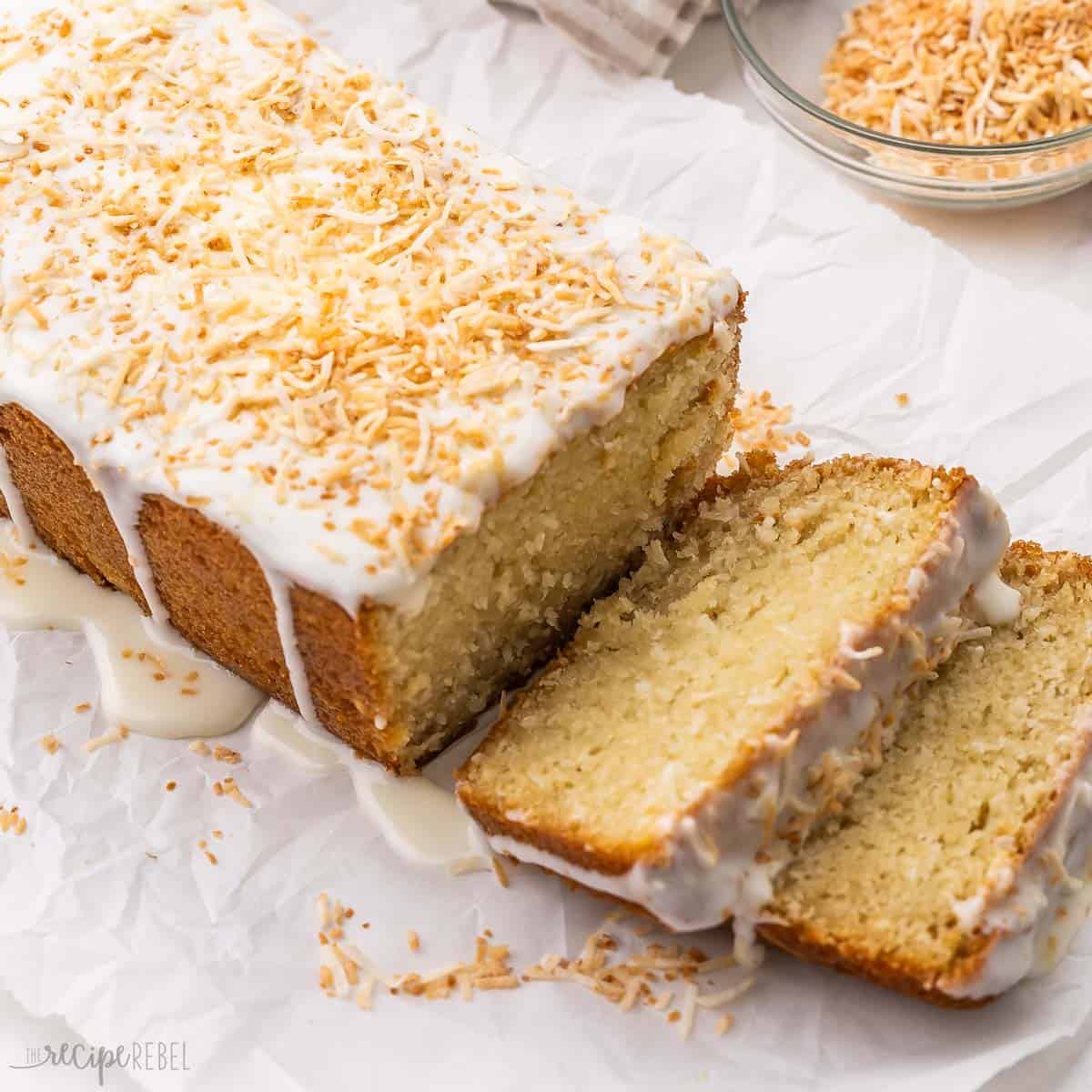 Coconut Bread with Cream Cheese Glaze