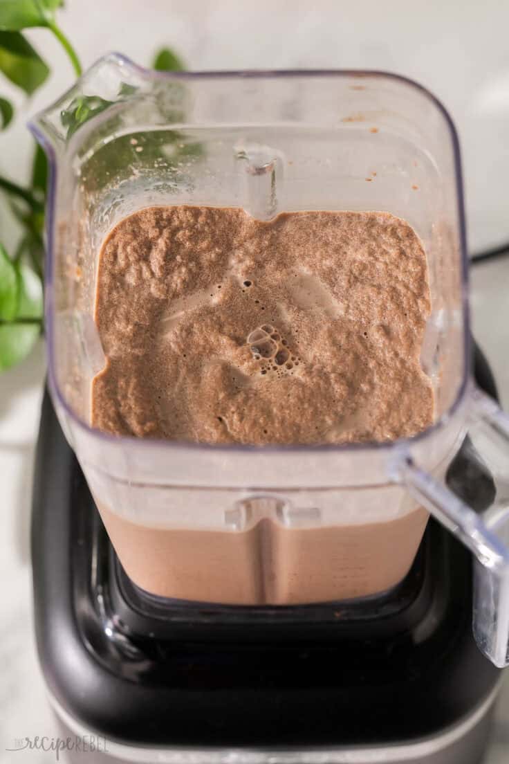 blended frozen hot chocolate in blender.