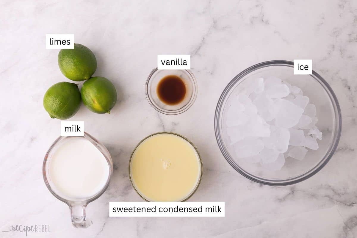 ingredients needed for frozen limeade in bowls.