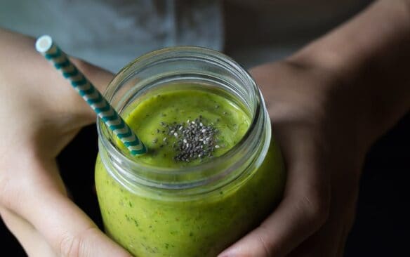 Green mango superfood smoothie sweet peas and saffron