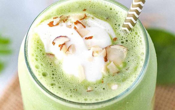 match green smoothie in a glass.