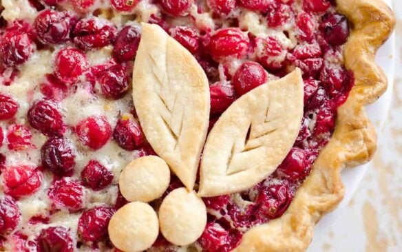 cranberry orange custard pie from the creative bite.