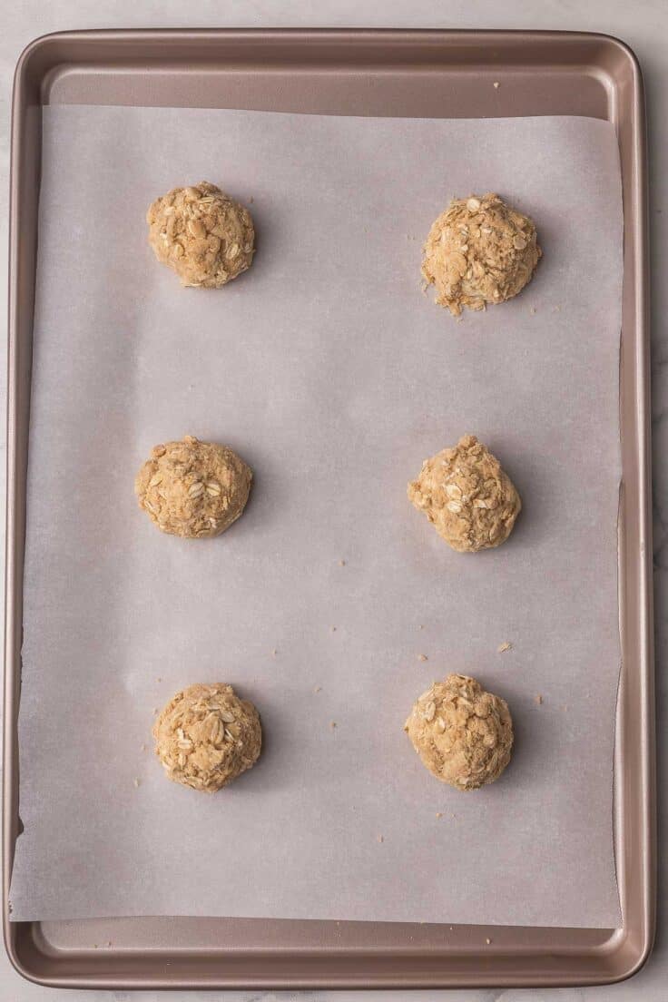 unbaked coffee cake cookies on parchment lined pan.