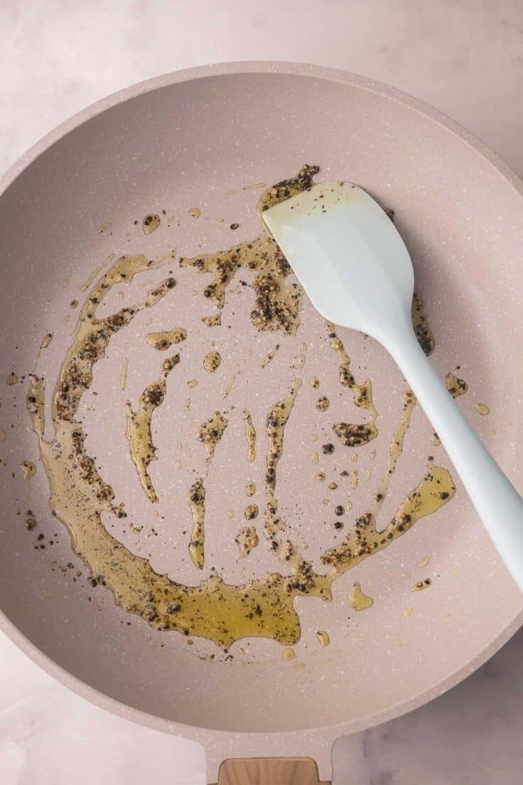 pepper and oil in a frying pan.