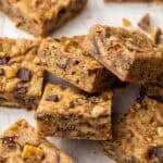 close up of christmas crack blondies.