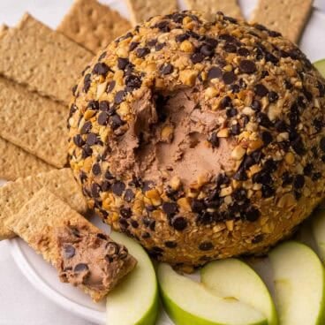 snickers cheeseball on a cracker.