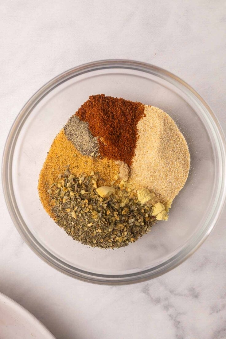 seasonings needed for pulled pork in a glass bowl.