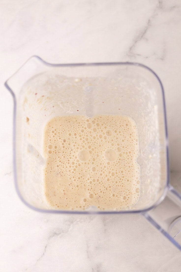 apple crisp smoothie blended in blender.